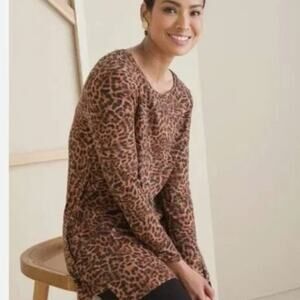 Chicos NEW Soft Chic Mountain Lynx Tunic Size 3 (Womens XL) Brown Animal Print